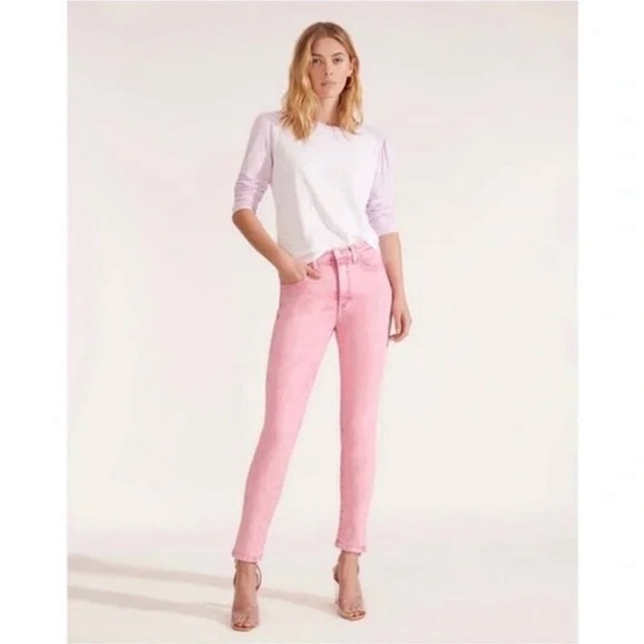 Veronica Beard Denim - Veronica Beard Kate Skinny High Rise Pink Acid Wash Jeans Bohemian Size 24/00